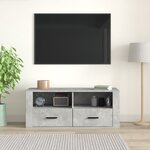 vidaXL Meuble TV Gris béton 100x35x40 cm Bois d'ingénierie