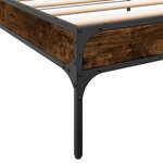 vidaXL Cadre de lit chêne fumé 100x200 cm bois d'ingénierie et métal