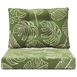 vidaXL Coussin de canapé d'extérieur 2 Pièces Modèle feuille Polyester