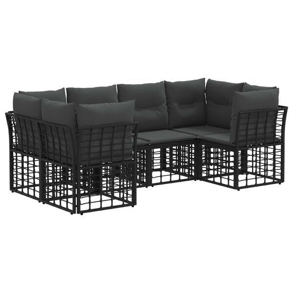 vidaXL Ensemble de canapés d'extérieur 6 Pièces Noir Polyester