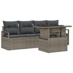 Canapé de Jardin 5 Pièces avec Coussins Gris Poly Rattan