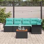 vidaXL Ensemble de canapé de jardin avec coussin 6 Pièces Noir polyrotin