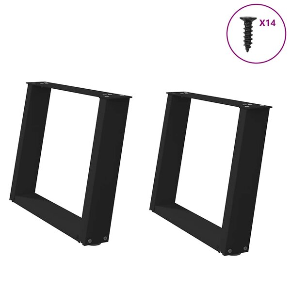 vidaXL Pieds de table basse en U  2 pièces  noir  60 x (42-43) cm  acier