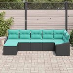 vidaXL Ensemble de Canapés avec coussin 7 Pièces Noir polyrotin