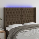 vidaXL Tête de lit à LED Marron foncé 147x16x118/128 cm Tissu