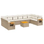 vidaXL Salon de jardin 11 Pièces avec coussins beige résine tressée