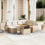 vidaXL Salon de jardin avec coussins 8 Pièces beige résine tressée
