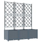 vidaXL Bac à fleurs avec Treillis 3 Pièces Gris clair 120 x 40 x 143 cm