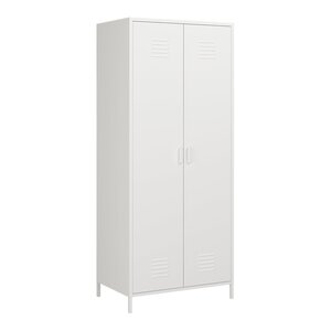 Armoire étagère meuble de rangement métallique 180 x 76 x 50 cm acier blanc 03_0008915