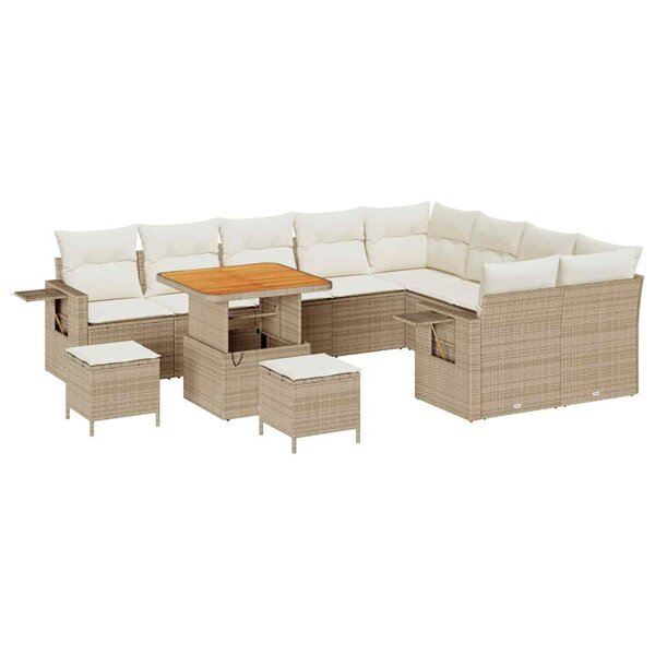 vidaXL Ensemble de canapé de jardin 12 Pièces Beige polyrotin