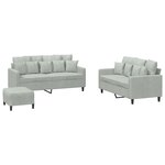 vidaXL Ensemble de canapés 3 Pièces avec coussins Gris clair Velours