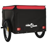 vidaXL Remorque de vélo noir et rouge 45 kg fer