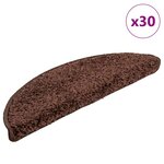 vidaXL Tapis d'escalier 30 pièces 56 x 17 x 3 cm Marron Demi-rond