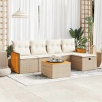 vidaXL Salon de jardin avec coussins 6 Pièces beige résine tressée