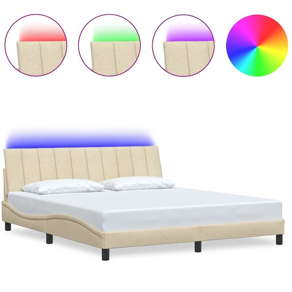 vidaXL Cadre de lit sans matelas Hanko crème 180x200 cm tissu