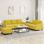 vidaXL Ensemble de canapés 3 Pièces avec coussins Jaune Velours