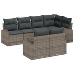 Ensemble de Canapés de Jardin 7 pièces avec Coussins Gris Poly Rattan
