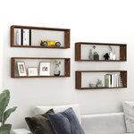 vidaXL Étagères murales cubiques 4 Pièces Chêne marron 80x15x26 5 cm