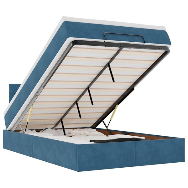 vidaXL Lit ottoman avec matelas bleu foncé 120x190 cm velours