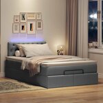 vidaXL Lit ottoman avec matelas et LED gris foncé 120x200 cm tissu
