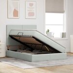 vidaXL Lit de rangement LED avec matelas Gris clair 140 x 190 cm