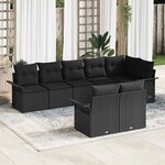 vidaXL Ensemble de canapé de jardin avec coussin 8 Pièces Noir Poly rotin