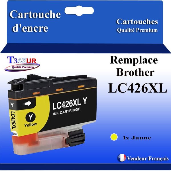 T3AZUR- Cartouche compatible avec Brother LC426 XL pour Brother MFC-J4535DW  MFC-J4540DW Jaune