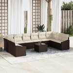 vidaXL Ensemble de salle à manger pour jardin 11 Pièces Marron et Crème