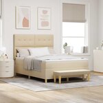 vidaXL Lit à ressorts avec coussin Crème 200 x 140 cm tissu