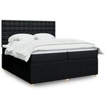 vidaXL Sommier à lattes de lit avec matelas Noir 200x200 cm Tissu