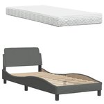 vidaXL Lit avec matelas gris foncé 90x200 cm tissu