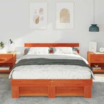 vidaXL Cadre de lit Marron cire 140 x 200 cm Bois massif en pin