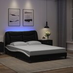 vidaXL Cadre de lit avec LED sans matelas Hvar noir et blanc 140x200 cm