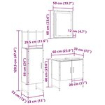 Ensemble de meubles de salle de bain 3 pièces vidaXL en chêne Sonoma bois d'ingénierie