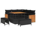 vidaXL Ensemble de canapé de jardin avec coussin 8 Pièces Noir