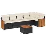 vidaXL Salon de jardin 7 Pièces avec coussins noir résine tressée