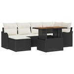 vidaXL Ensemble de canapé de jardin 7 Pièces Noir Poly rotin