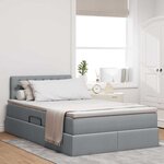 vidaXL Lit de rangement LED avec matelas Gris clair 120 x 200 cm Tissu