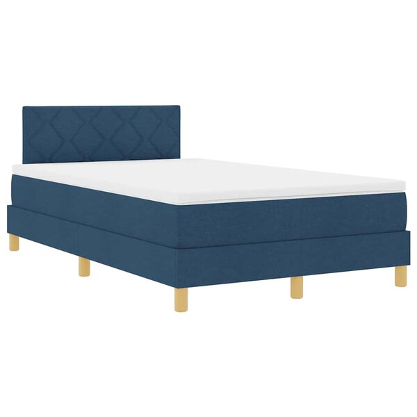 vidaXL Lit à ressort LED avec bandes LED Bleu 120 x 190 cm tissu