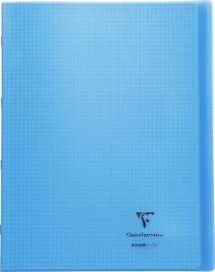 Cahier protège-cahier Koverbook Piqué Polypro 24x32 cm 48 p Q 5x5 Coloris Aléatoire CLAIREFONTAINE