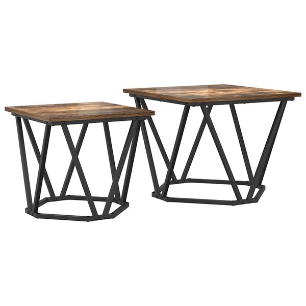 vidaXL Ensemble de tables d'appoint 2 Pièces Chêne fumé 50 x 50 x 40 cm