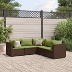 vidaXL Salon de jardin 5 Pièces avec coussins Marron Résine tressée