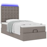 vidaXL Lit ottoman avec matelas et LED taupe 90x200 cm tissu