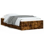 vidaXL Cadre de lit et tiroirs chêne fumé 90x190 cm bois d'ingénierie