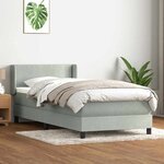 vidaXL Sommier à lattes de lit et matelas gris clair 90x220 cm velours