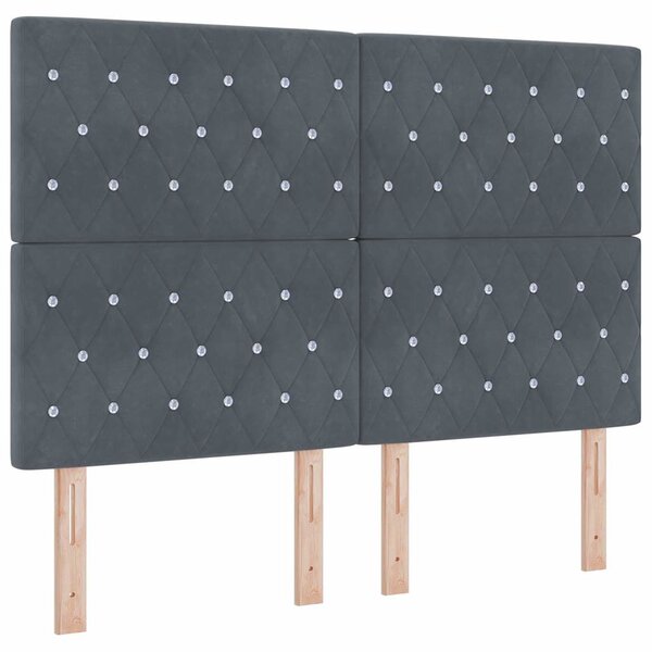 Lit à ressorts avec matelas vidaXL Gris foncé 140x190 cm Velours