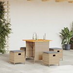 vidaXL Ensemble à manger de jardin avec coussins 5Pièces Beige poly rotin