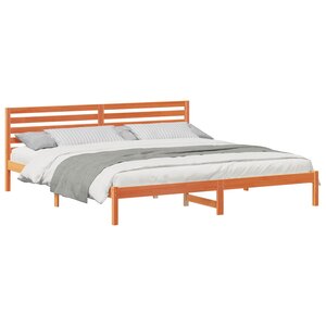 vidaXL Cadre de lit avec tête de lit Brun cire 200 x 210 cm Pin massif
