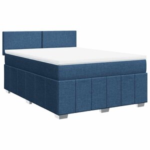 vidaXL Sommier à lattes de lit avec matelas Bleu 140x190 cm Tissu