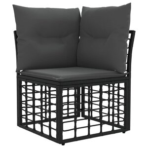 vidaXL Unité de canapé d'angle modulable pour extérieur Noir polyrotin